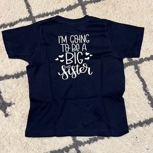 Rabbit Skins “I’m going to be a big sister” T-shirt size 4, navy blue, NWOT